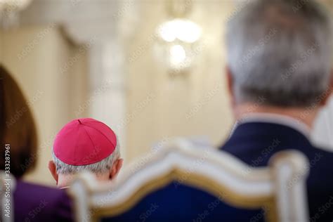 Details With A Zucchetto Skullcap Worn By Clerics Of Various Catholic