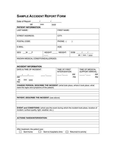 Free Accident Report Form Printable Printable Forms Free Online