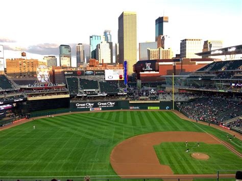 Target Field Minneapolis Mn With The Downtown Skyline Behind It