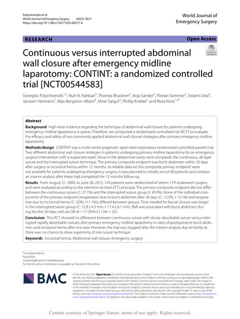 Pdf Continuous Versus Interrupted Abdominal Wall Closure After