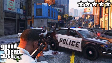 Gta 5 Franklins 5 Star Police Chase Epic Cop Battle On High