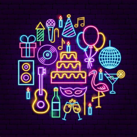 Birthday Party Neon Concept Stock Vector Illustration Of Background