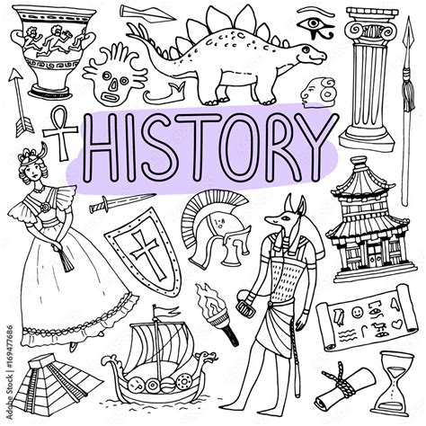 Hand Drawn Doodles For History Lessons Vector Back To School