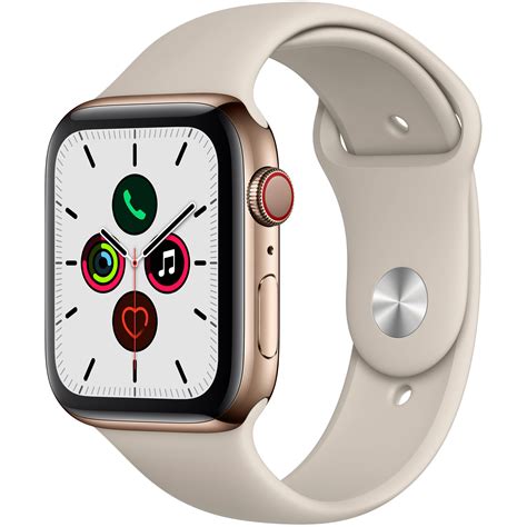 Apple Watch Series 5 Cellular Gold Stainless Steel 44mm W Tan Sport