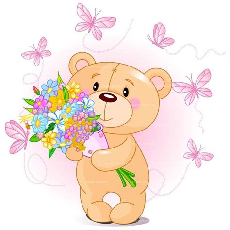 Clipart Teddy Bear With Flowers Royalty Free Vector Design Teddy