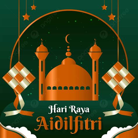 Hari Raya Aidalfitri With Golden Mosque Colourful Baclground