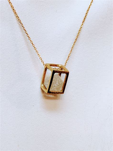 Floating Diamond Necklace Solitaire - Unique handmade designer jewelry