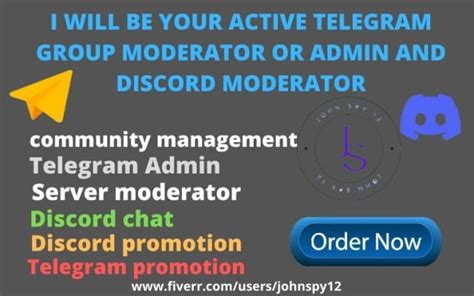 Be Your Active Telegram Group Moderator Or Admin And Discord Mod By