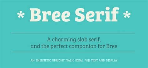 Script fonts of this kind are usually used in fancy invitations, greeting cards, certificates, wedding preparations. Bree Serif font family by TypeTogether - the charming ...