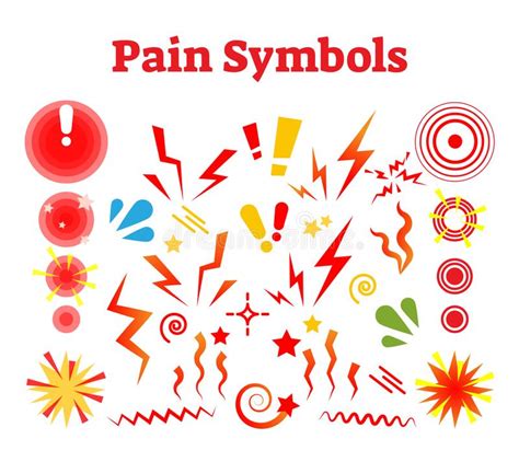 Pain Symbols Vector Illustration With Damage Crash And Ache Signs