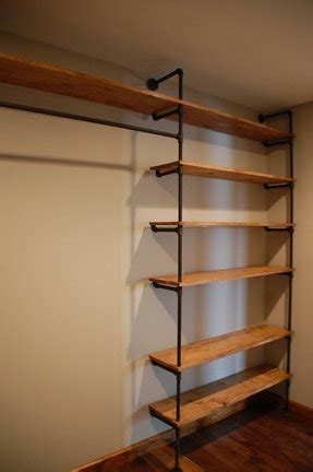 I bought an 8 foot long nickel rod and cut it into two pieces. Wooden Shelf With Hanging Rod - Foter