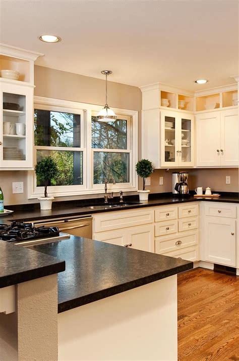 The Beauty Of White Kitchen Cabinets With Black Granite Countertops COODECOR