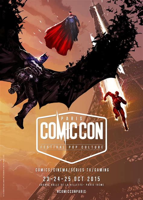 Comic Con Paris 2015 Batman Superman Et Flash Devant La Tour Eiffel