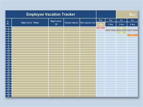 Excel Of Employee Vacation Trackerxlsx Wps Free Templates