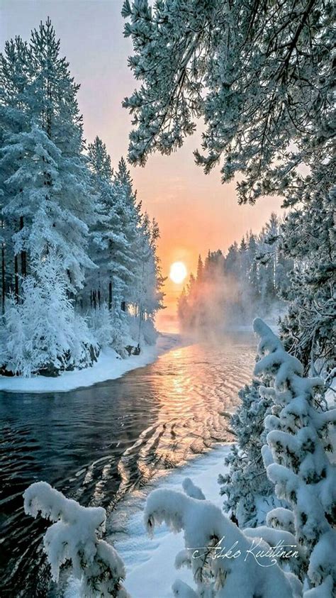 Winter Sunset Snow And Ice Pinterest