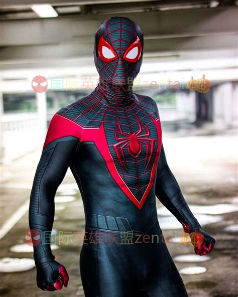 Cool Spider Man Miles Morales Jumpsuit Spiderman Cosplay Costume Adult