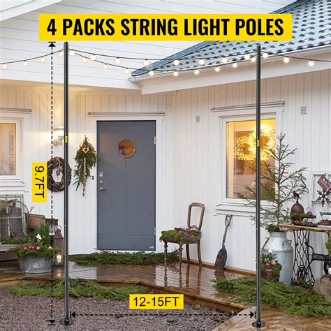 Vevor String Light Poles 4 Pack 106 Ft Outdoor Powder Coated Steel