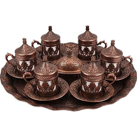 Traditional Design Brass Cast Turkish Armenian Arabic Greek Coffee Set
