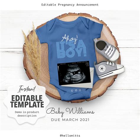 Editable Digital Pregnancy Announcement Diy Gender Reveal Etsy