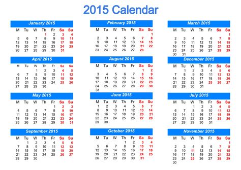 Calendar 2015 Resume Templates