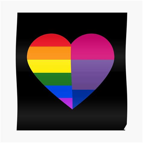 Lgbt Rainbow And Bisexual Pride Flag Heart Poster By Spacealientees