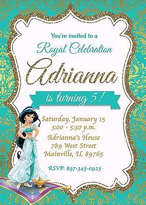 Princess Jasmine Jasmine Aladdin Birthday Party Invitation EBay