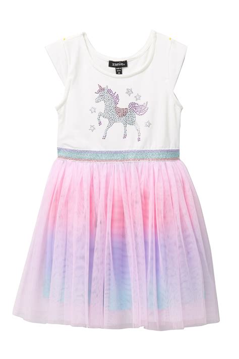 Zunie Unicorn Tulle Dip Dye Dress Toddler And Little Girls