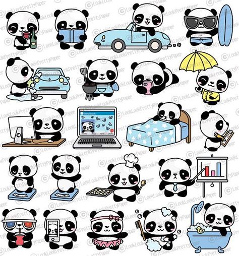 Premium Vector Clipart Kawaii Panda Cute Panda Planning Etsy Italia