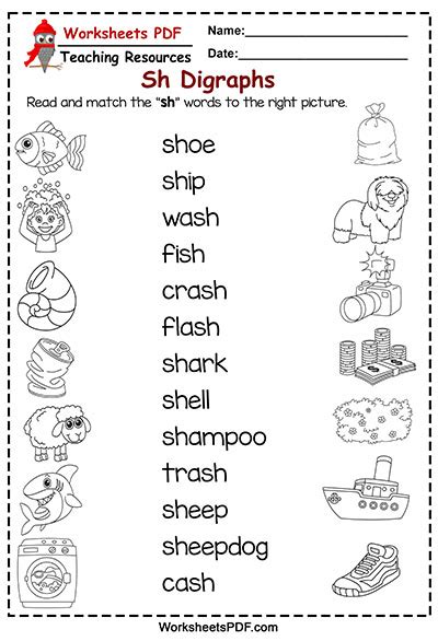 Read And Match The “sh” Words Worksheets Pdf