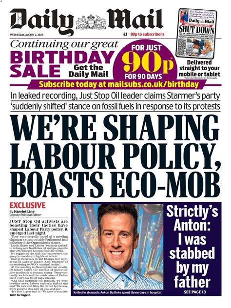 Daily Mail Front Page 2nd Of August 2023 Tomorrows Papers Today