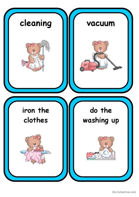 Household Chores Vocabulary Flashcar English Esl Worksheets Pdf And Doc