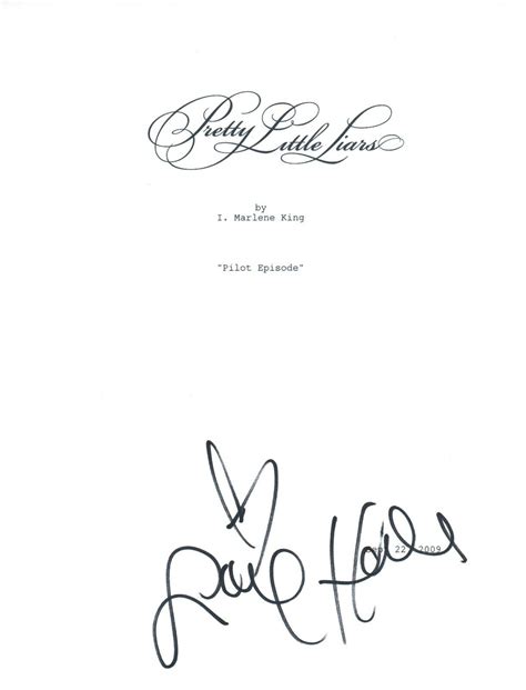 Lucy Hale Signed Autograph Pretty Little Liars Pilot Episode Script Coa Autographia
