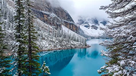lake,-canada,-mountains,-fog,-forest,-moraine,-lake,-winter-for-desktop-wallpapers-3840x2160
