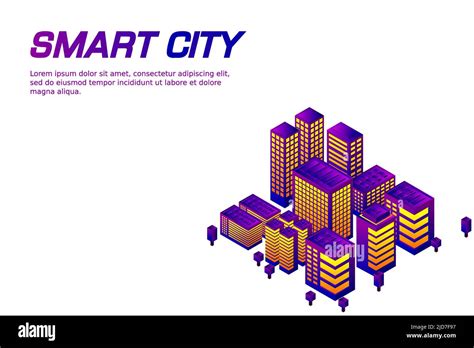 Isometric Future City. Real estate and construction industry concept