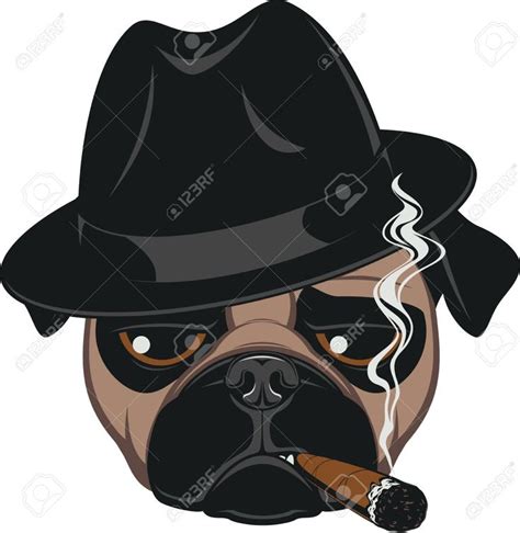 Gangster Animal Example2 Dog Vector Pug Cartoon Dog Drawing