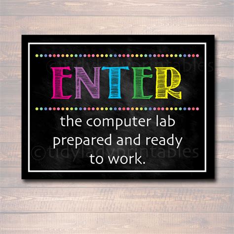 Set Of 6 Clever And Eye Catching Computer Lab Signs To Hang In Your Lab