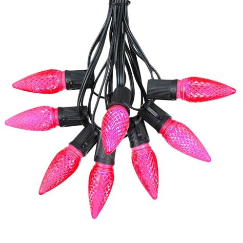 Pink Led C9 Outdoor Christmas Light Set On Brown Wire Novelty Lights Inc