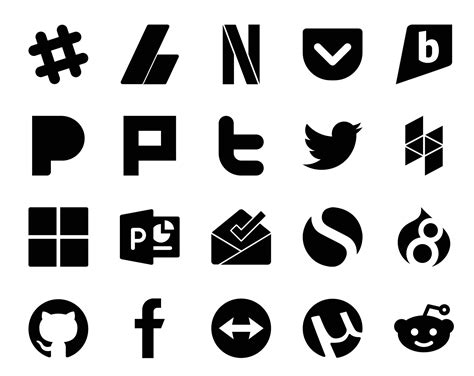 20 Social Media Icon Pack Including Github Simple Plurk Inbox Microsoft