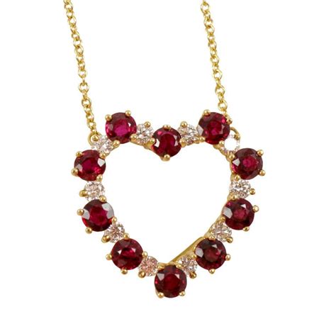 Tiffany Ruby And Diamond 18k Heart Necklace At 1stdibs