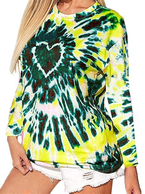 Upgrade Does Not Raise Price Women Tie Dye Print Long Sleeve Casual T