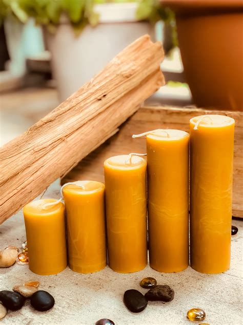 Set Of 5 100 Pure Beeswax Pillar Candles Free Shipping