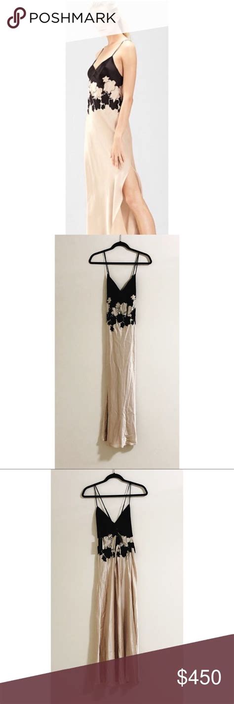 Josie Natori Black Blossom Silk Gown Silk Gown Maxi Slip Dress