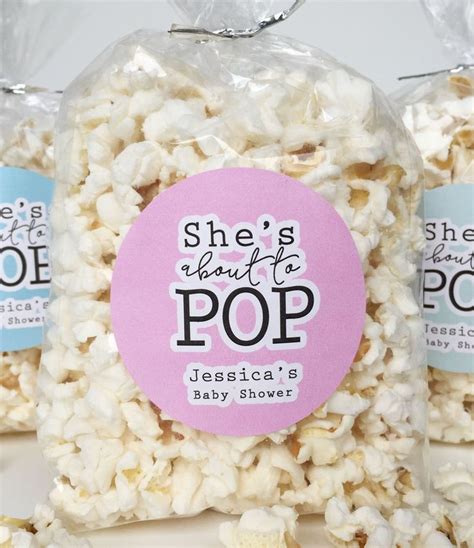 Shes About To Pop Baby Shower Popcorn Stickers Ready To Pop Favors