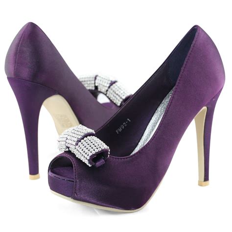 Purple Wedding Shoes Shoezy Womens Purple Wedding Peep Toe Rhinestones