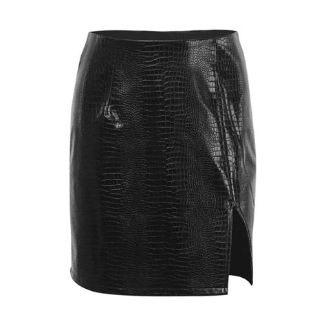 Sexy Split Micro Mini Skirt Women Faux Leather Skirts Club Wear Tight Hip Slim High Waist Pu
