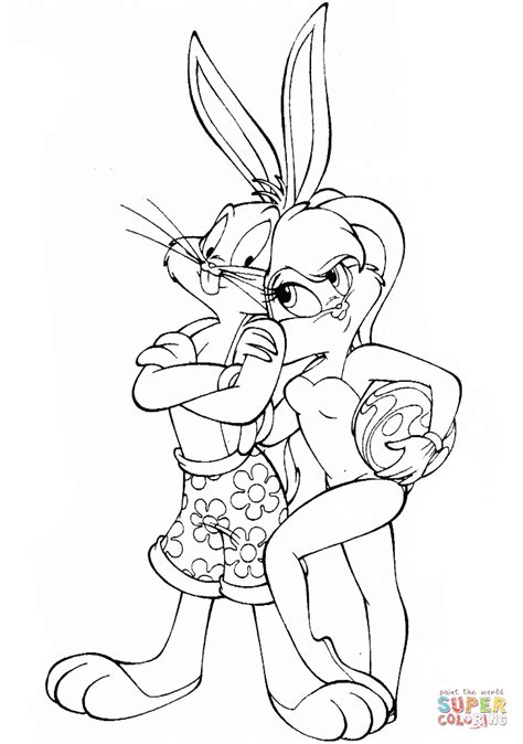 Gambar Bugs Bunny Lola Coloring Page Free Printable Pages Click Baby Di