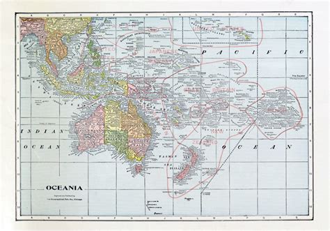 Large Detailed Old Political Map Of Oceania With The Marks Of Capitals