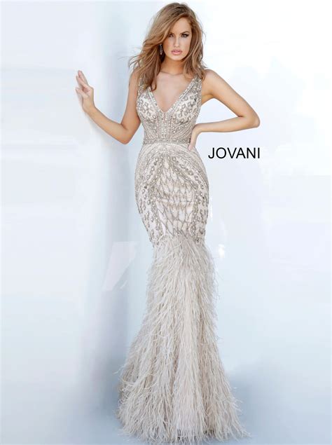jovani 02798 sheer feather mermaid embellished formal evening gown couture in 2021 sparkly