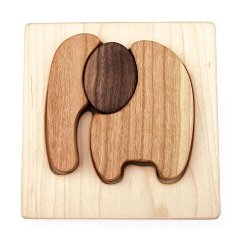 Wooden Classic Elephant Puzzle Natural Organic Chunky