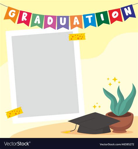 Flat Design Graduation Celebration Photo Frame Vector Image
